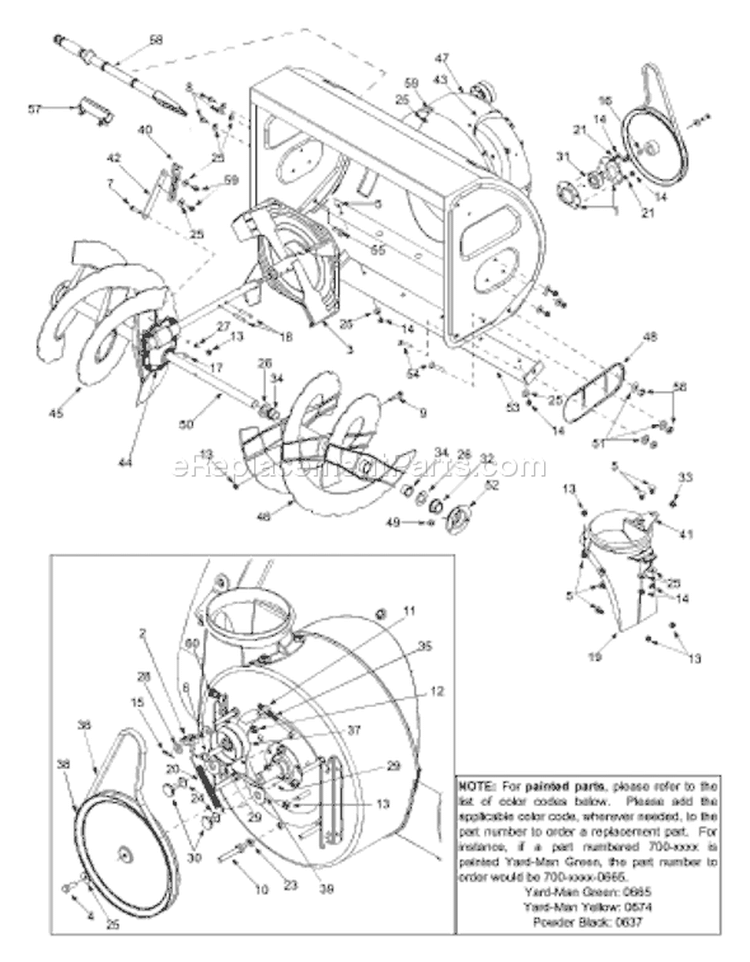 Page C Diagram and Parts List for 31AE993I400 2004 Yard Man Snow Blower